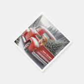 Kerst Rode Vrachtwagen met Gouden Retriever Servet (Hoek)