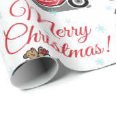 Kerst Rode  Vrachtwagen met Speelgoed Sneeuwvlokke Cadeaupapier (Rol Hoek)