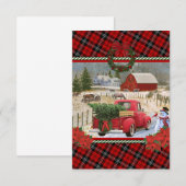 kerst rode vrachtwagen op paardenschilderij bedankkaart (Voorkant / Achterkant)
