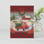 kerst rode vrachtwagen op paardenschilderij kaart (Staand voorkant)