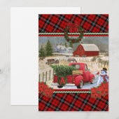kerst rode vrachtwagen op paardenschilderij kaart (Voorkant / Achterkant)