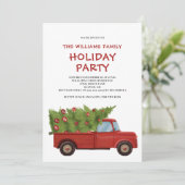 Kerst Rode Vrachtwagen Party Uitnodiging (Staand voorkant)