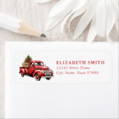 Kerst rode vrachtwagen retour adreslabels etiket (Insitu)