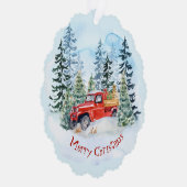 Kerst  rode vrachtwagen sneeuwman familie ornament kaart (Rechts)