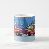 Kerst  Rode Vrachtwagen w / Honden Monogram Naam Koffiemok (Center)