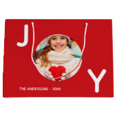 Kerst rode vreugde foto eenvoudig elegant groot cadeauzakje (Voorkant)