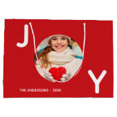 Kerst rode vreugde foto eenvoudig elegant groot cadeauzakje (Achterkant)