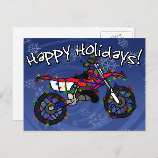 Kerst rode vuil fiets feestdagenkaart (Voorkant / Achterkant)