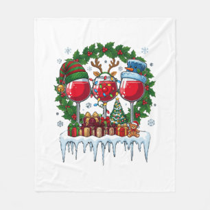 Kerst Rode Wijn Glazen Hulst Krans Sneeuwman Hoed Fleece Deken