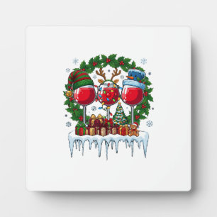 Kerst Rode Wijn Glazen Hulst Krans Sneeuwman Hoed Fotoplaat