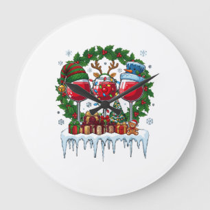 Kerst Rode Wijn Glazen Hulst Krans Sneeuwman Hoed Grote Klok