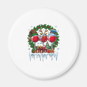 Kerst Rode Wijn Glazen Hulst Krans Sneeuwman Hoed Magneet