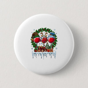 Kerst Rode Wijn Glazen Hulst Krans Sneeuwman Hoed Ronde Button 5,7 Cm