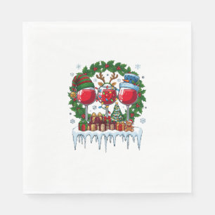 Kerst Rode Wijn Glazen Hulst Krans Sneeuwman Hoed Servet