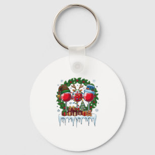 Kerst Rode Wijn Glazen Hulst Krans Sneeuwman Hoed Sleutelhanger