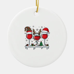 Kerst Rode Wijn Glazen Vakantie Vector Keramisch Ornament