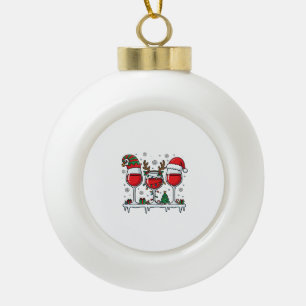 Kerst Rode Wijn Glazen Vakantie Vector Keramische Bal Ornament