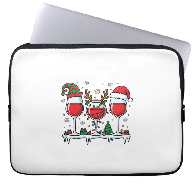 Kerst Rode Wijn Glazen Vakantie Vector Laptop Sleeve (Voorkant)