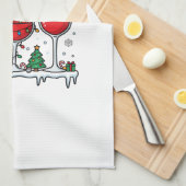Kerst Rode Wijn Glazen Vakantie Vector Theedoek (Quarter Fold)