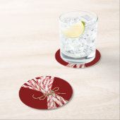 Kerst rode witte pepermunt ronde kartonnen onderzetter (Insitu)