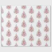Kerst Rode Witte Pepermuntbomen Cadeaupapier (Vlak)