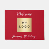 Kerst rode zaken logo prettige feestdagen deurmat (Voorkant)