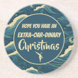 Kerst roeien grappig zandsteen onderzetter