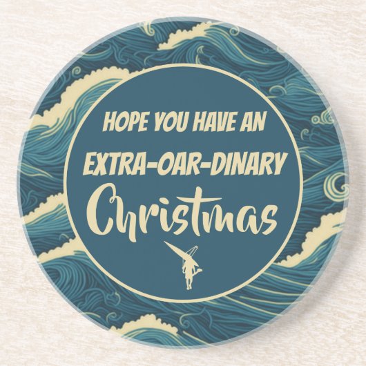 Kerst roeien grappig zandsteen onderzetter (Voorkant)