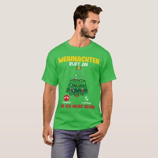 Kerst roept kerstboom op de lijn  t-shirt (Voorkant volledig)