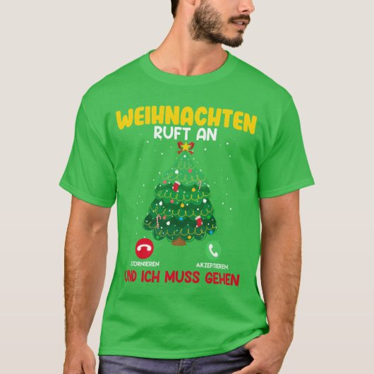 Kerst roept kerstboom op de lijn  t-shirt (Voorkant)