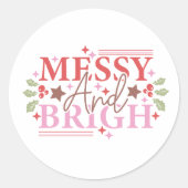 Kerst rommelig en helder ronde sticker (Voorkant)