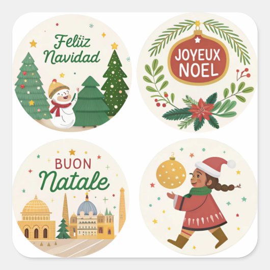 Kerst rond de wereld Sticker set vieren (Voorkant)