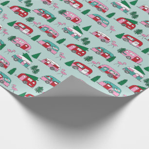 kerst rond het roze nieuwjaar cadeaupapier