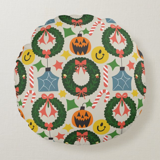 Kerst rond kussenkussen kussen (Voorkant)