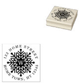 Kerst Rond Monogram Sneeuwvlok Retouradres Rubberstempel (Gestempeld)