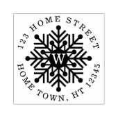Kerst Rond Monogram Sneeuwvlok Retouradres Rubberstempel (Afrduk)