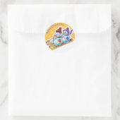 Kerst rond sticker Sneeuwmannen Sneeuwsporten. (Tas)