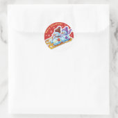 Kerst rond sticker Sneeuwmannen Sneeuwsporten. (Tas)