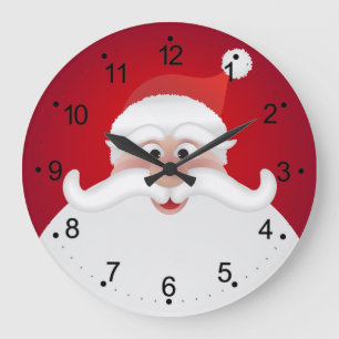 Kerst ronde (grote) wandklok van jolly santa
