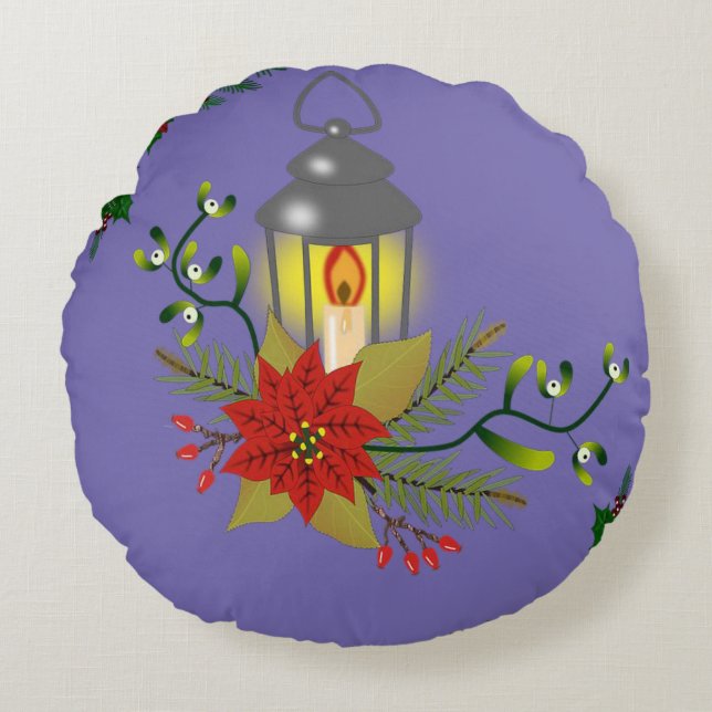 Kerst ronde kussen, Kerst engel Rond Kussen (Voorkant)