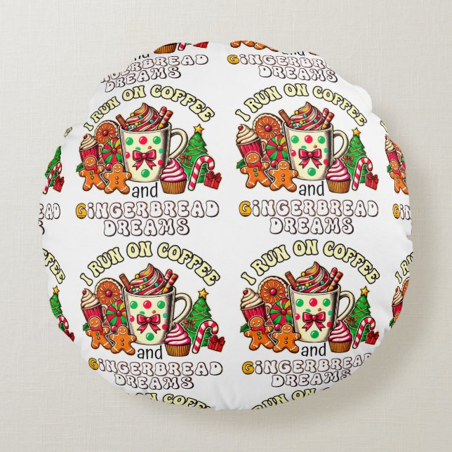Kerst Ronde Kussen Run op koffie en gember bar (Voorkant)