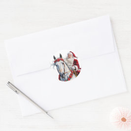Kerst ronde sticker voor paardenliefhebbers