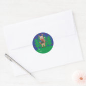 Kerst Ronde Stickers "Rendier" Personaliseren (Envelop)