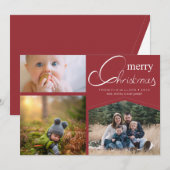 Kerst rood 3 bewerkbare foto's feestdagenkaart (Voorkant / Achterkant)