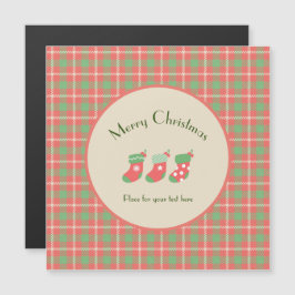 Kerst Rood-basis Plaid Magnetische Kaart