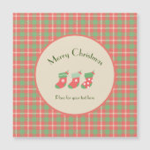 Kerst Rood-basis Plaid Magnetische Kaart (Voorkant)