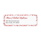 Kerst Rood Bladpatroon Moderne Elegante Berry Etiket (Voorkant)