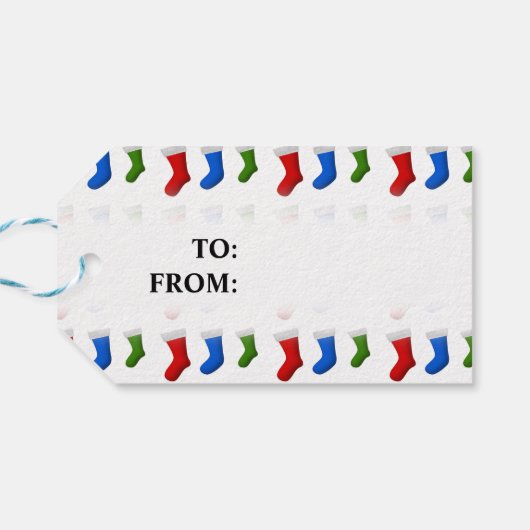 Kerst, Rood, Blauw en Groen Kerstmis Cadeaulabel (Achterkant Horizontaal)