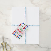 Kerst, Rood, Blauw en Groen Kerstmis Cadeaulabel (Met Touw)