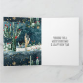 Kerst Rood Blauw Groen Cactus Bloemen Kaart (Binnen)